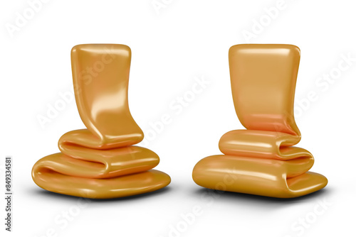 Realistic dripping gold mass. Thick liquid flows down. Expensive cream, luxurious decor