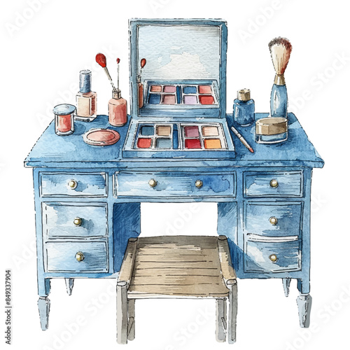 dressing table vector illustration in watercolor style