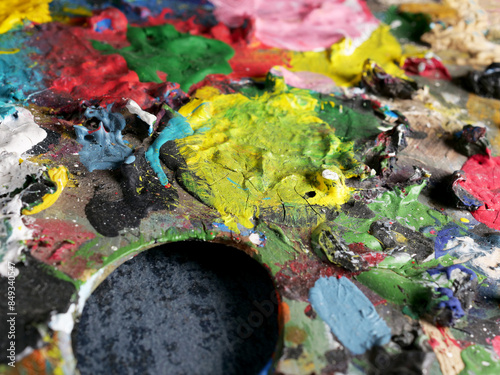 close-up of a painter's paint palette

