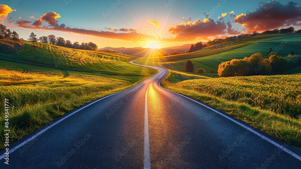 Naklejka premium Winding Road in the Countryside