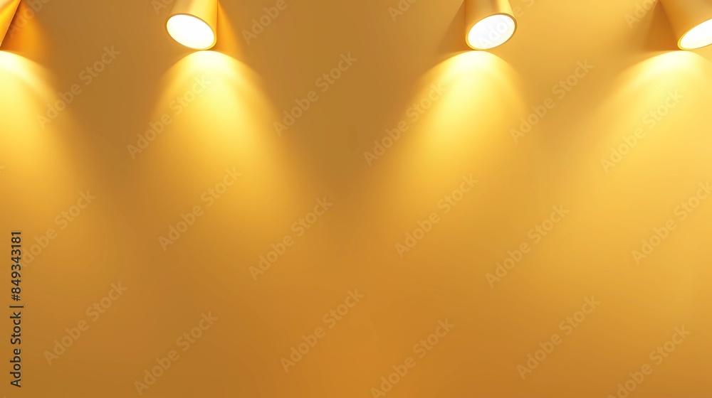 Abstract background flat gold 3d background with spotlights, above camera angle, overhead image, Generative AI illustrations. Abstract background flat gold 3d background with spotlights, above camera angle, overhead image, Generative AI illustrations.