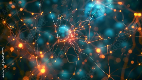 Examination of neuron cells within a neural network under a microscope, delving into neuro research and the science of brain signal transmission. human neurology, the mind, mental impulses, biology. photo