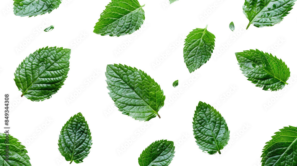 Fresh melissa leaves on a transparent background Fresh melissa leaves on a transparent background