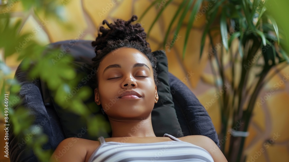 International Self Care Day. Woman relaxing in spa with eyes closed, wrapped in towel. International Self Care Day. Woman relaxing in spa with eyes closed, wrapped in towel.