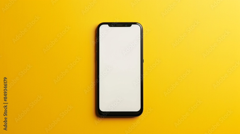 a blank smartphone screen on a yellow background a blank smartphone screen on a yellow background