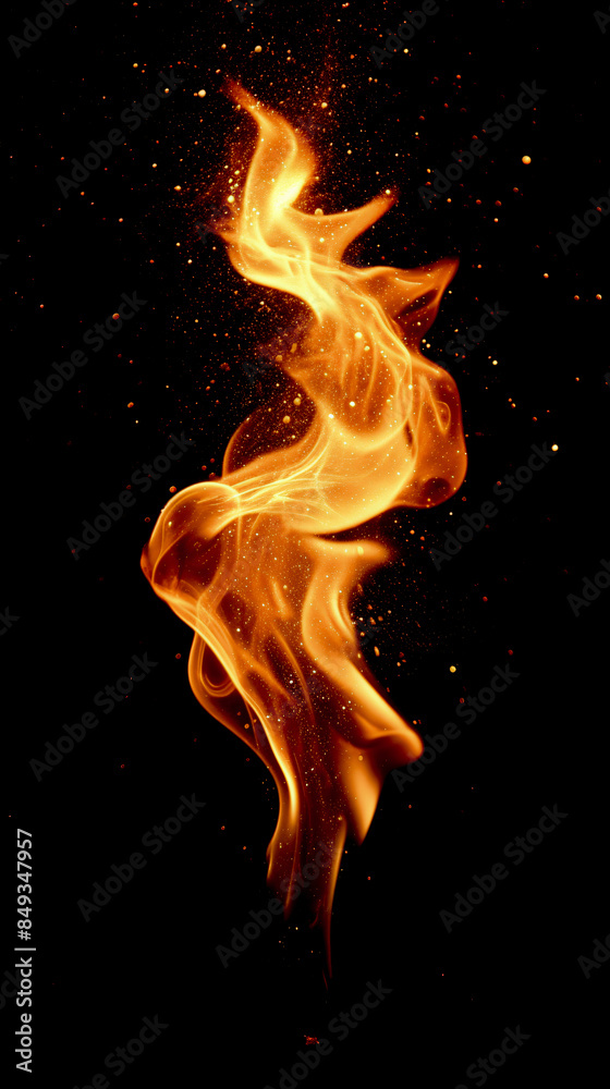 Burning torch fire on a black background. Burning torch fire on a black background.