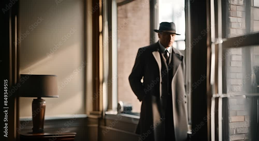 Private detective with hat and trench coat. Detective in the city. Private detective with hat and trench coat. Detective in the city.