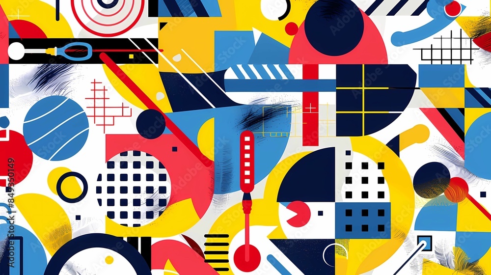 Obraz premium Abstract background of a brutalist geometric shapes and grids, Generative AI illustrations.