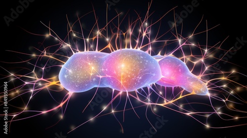 Synapse Transmission in Human Nervous System Illustration photo