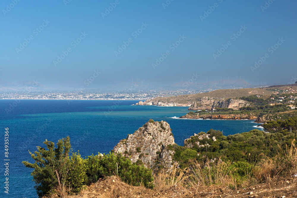 Paradise sea panorama from coastline trail of Scopello, Italy Paradise sea panorama from coastline trail of Scopello, Italy