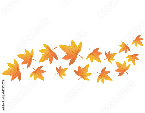 舞い落ちる紅葉のイラスト　紅葉　楓