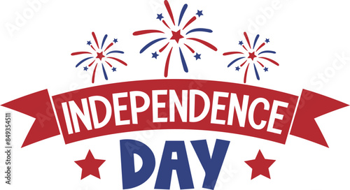 4th of july independence day typography clip art design on plain white transparent isolated background for card, shirt, hoodie, sweatshirt, apparel, tag, mug, icon, poster or badge