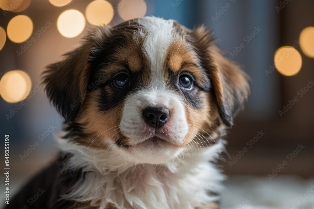 Adorable Puppy with Sparkling Background Adorable Puppy with Sparkling Background