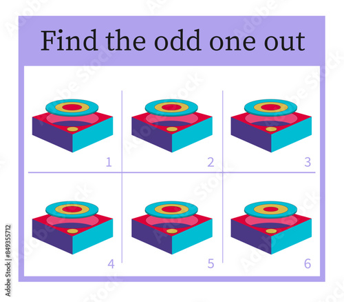 Puzzle game for children. Task for development of attention and logic. Cartoon box.