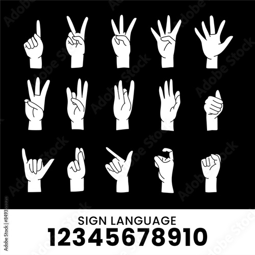 sibi sign language alphabet collection 12345678910, communication tool for the disabled and deaf