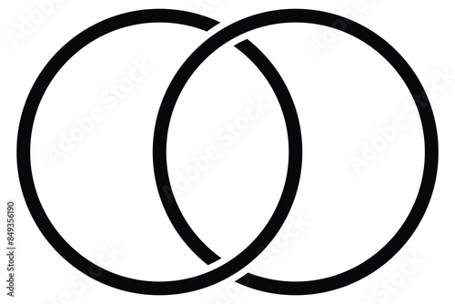Intersecting, overlapping circles, rings element. Vector illustration. Isolated on white background.