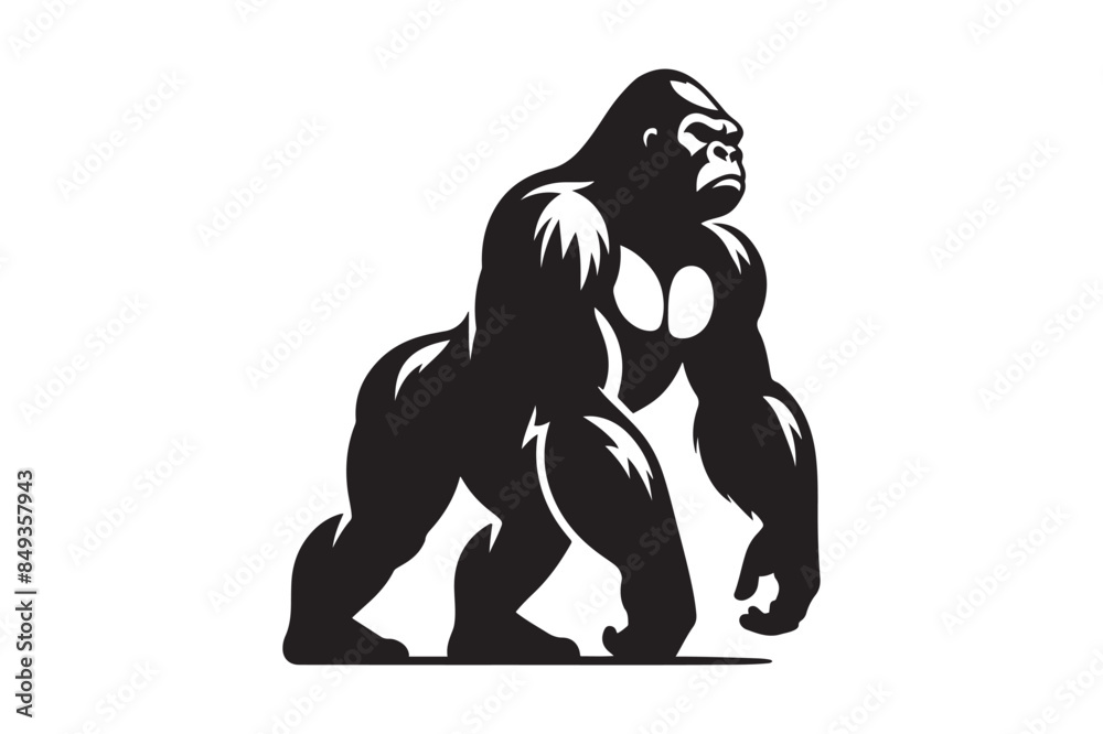 Silhouette of a roaring Gorilla face icon symbol vector illustration Silhouette of a roaring Gorilla face icon symbol vector illustration