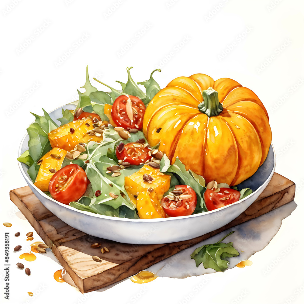 watercolor-painting-plate-holds-an-array-of-sliced-carrots-paired-with-crisp-lettuce-escaping-over. watercolor-painting-plate-holds-an-array-of-sliced-carrots-paired-with-crisp-lettuce-escaping-over.