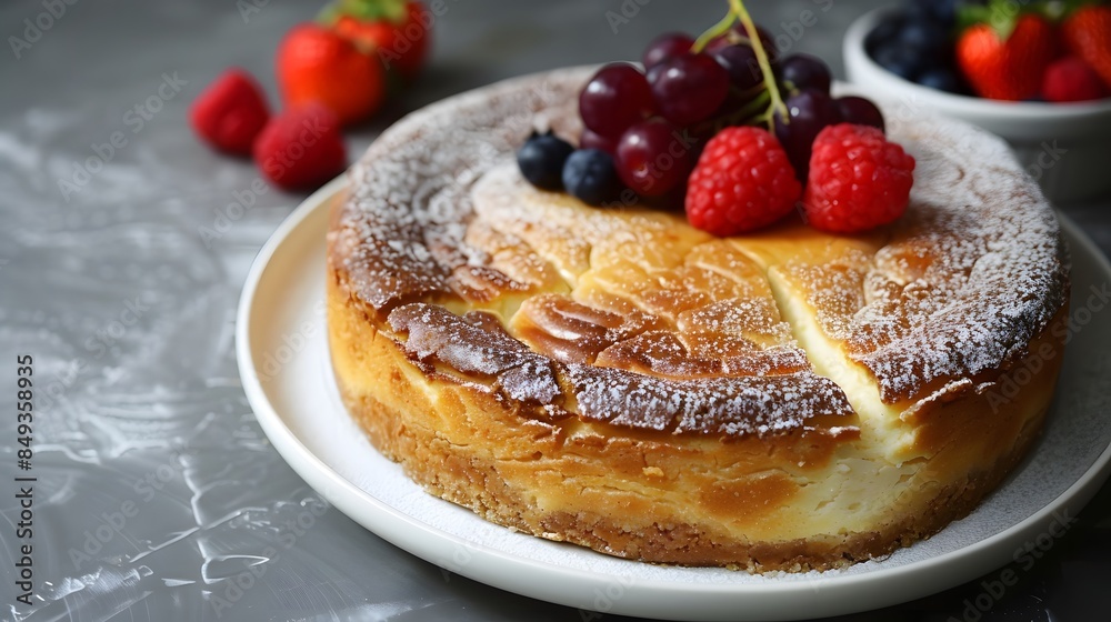 Berry bliss: basque cheesecake delight. Generative by AI Berry bliss: basque cheesecake delight. Generative by AI