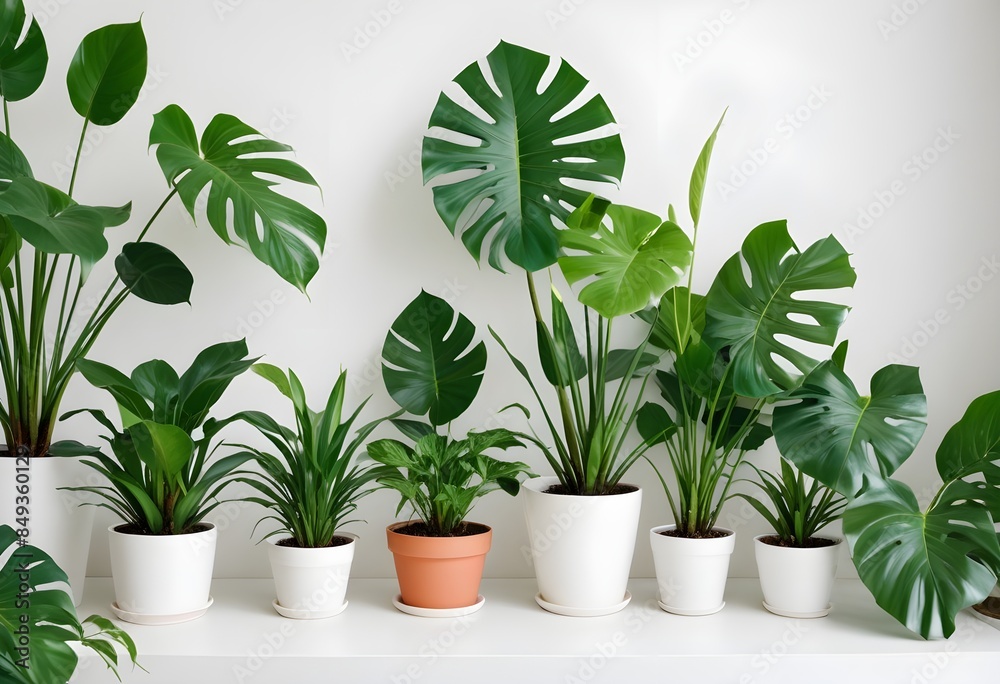 Obraz premium Houseplants png element set on transparent background