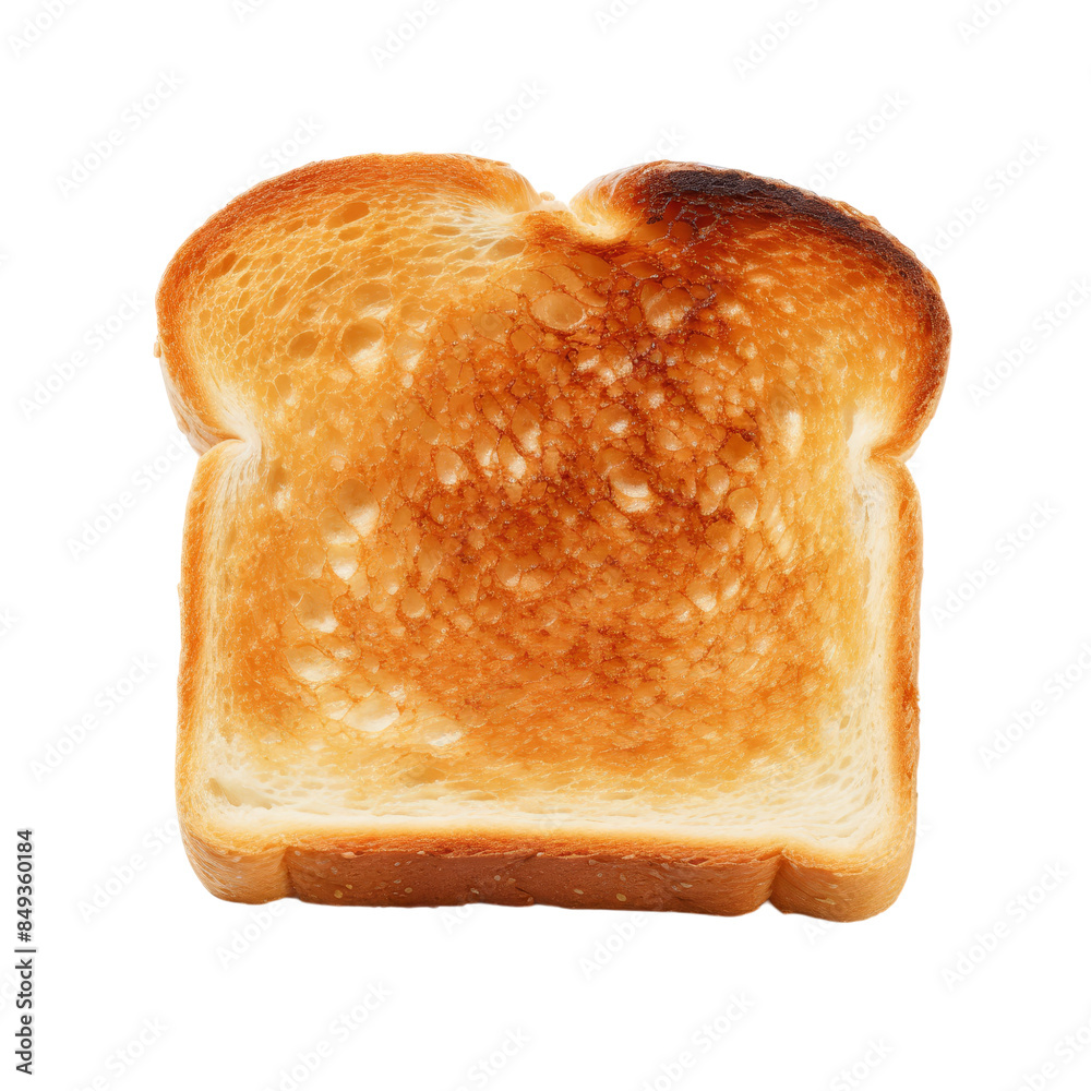 Bread slice lightly toasted Isolated on Transparent Background, Png, Cut Out.