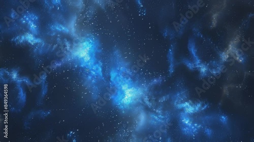 Blue nebula with bright stars in seamless 4K time-lapse