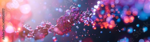 Abstract vibrant background with colorful light bokeh and bubble shapes in pink and blue. Perfect for design and creative projects.