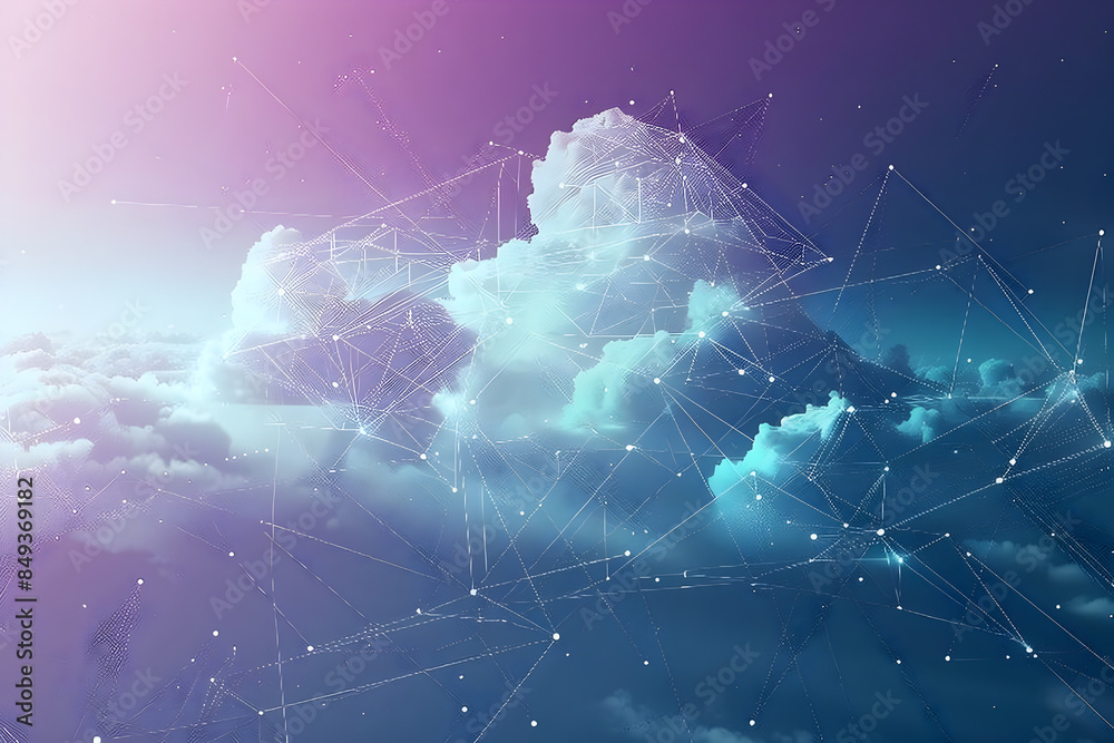 Futuristic cloud computing network with connected points and lines ...