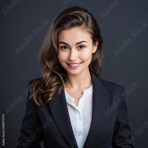 portrait of a woman suit, isolated black background, art vector style