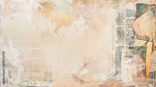 vintage paper textures, such as old newspaper clippings and torn illustrations. with copy space for text