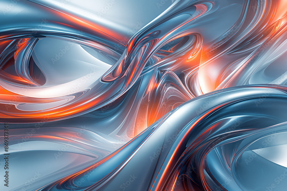 Chrome Waves: Reflective Metallic Abstract Art