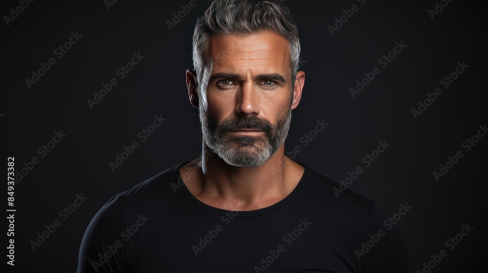 Obraz premium old man model on a blank dark background,