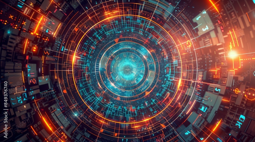 Futuristic digital technology background with glowing circuits and intricate patterns, representing advanced data processing and connectivity. Futuristic digital technology background with glowing circuits and intricate patterns, representing advanced data processing and connectivity.
