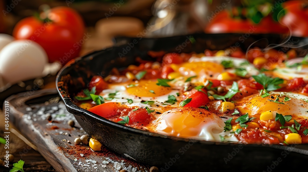 A closeup shot of shakshuka