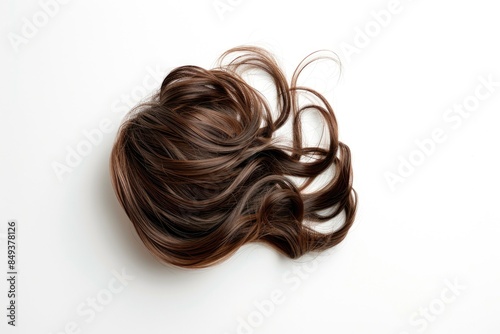 Close-up shot of a woman's hair on a white surface, great for beauty or fashion uses