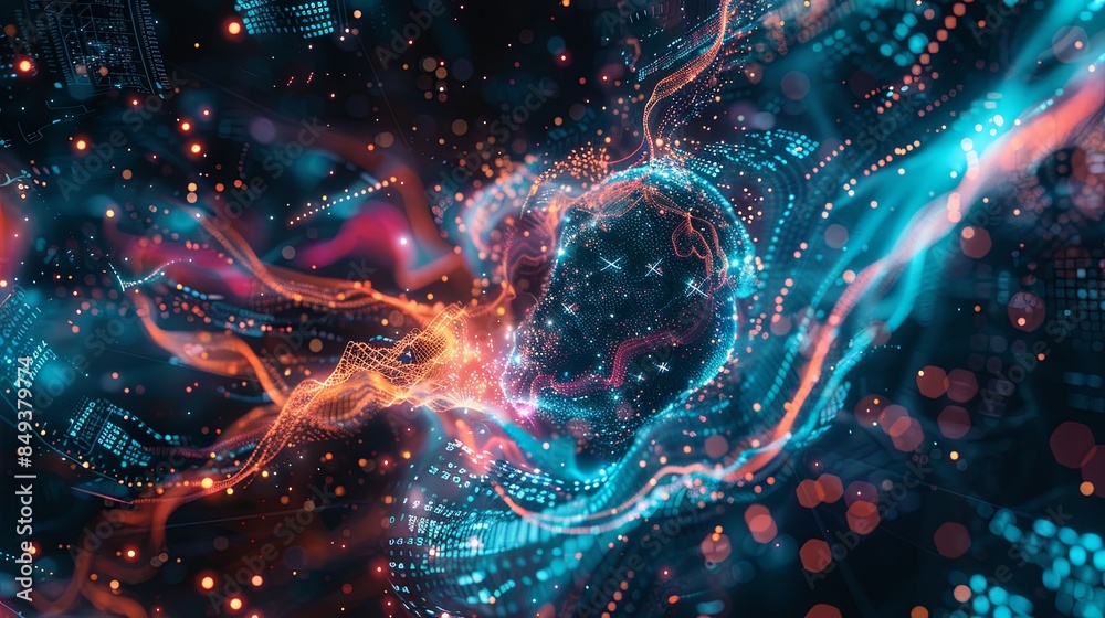 A detailed representation of big data processing, including intricate graphs and digital interfaces, portraying the information flow in AI systems. Generative AI A detailed representation of big data processing, including intricate graphs and digital interfaces, portraying the information flow in AI systems. Generative AI