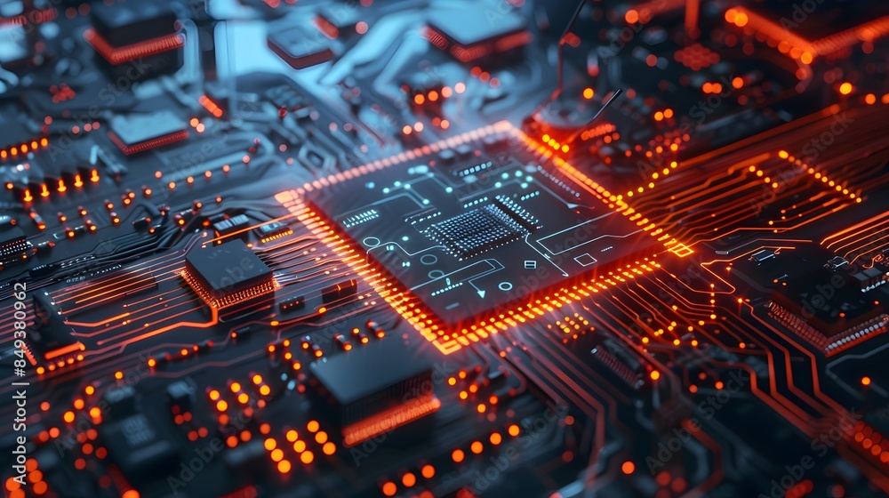 Detailed close up of a computer motherboard. Suitable for technology concepts Detailed close up of a computer motherboard. Suitable for technology concepts