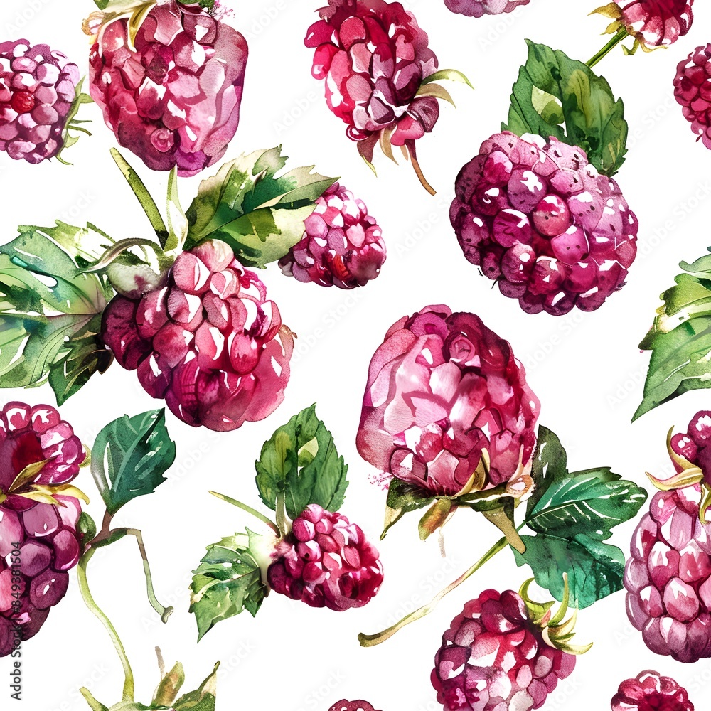Set of raspberries, cherry, strawberry, patterns on a white background. In watercolor style. Repeating background for textile, print and texture. Сoncept of healthy eating, vitamins and medicine Set of raspberries, cherry, strawberry, patterns on a white background. In watercolor style. Repeating background for textile, print and texture. Сoncept of healthy eating, vitamins and medicine