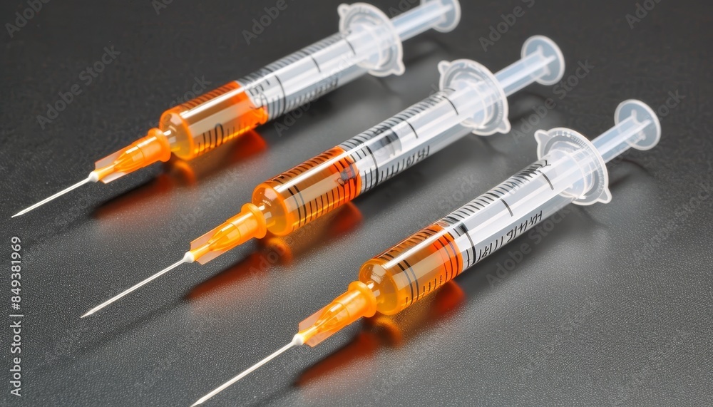 Close up of essential vaccination tools on a clinical table for medical procedures Close up of essential vaccination tools on a clinical table for medical procedures