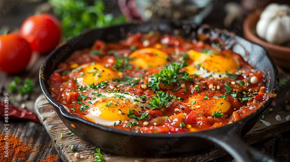 A delicious serving of shakshuka A delicious serving of shakshuka