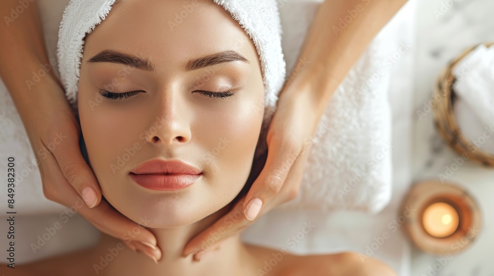 Fototapeta premium Professional Facial Massage for Improved Skin Tone and Elasticity in a Relaxing Spa Setting