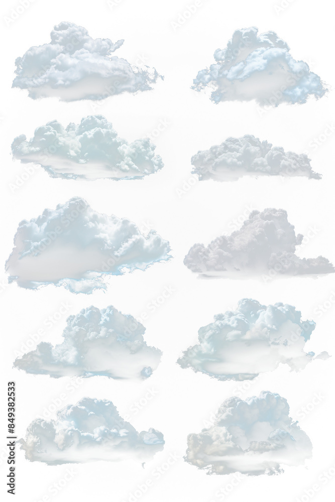 mega set of fluffy white, blue and gray clouds. Isolated transparent background PNG. Collection 15 mega set of fluffy white, blue and gray clouds. Isolated transparent background PNG. Collection 15