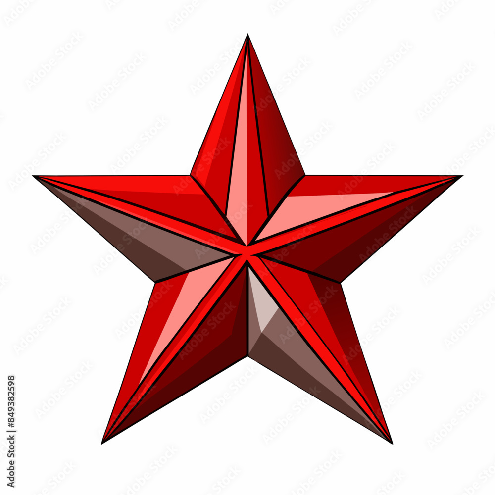 Obraz premium 3d-red-metal-star-5-rays-on-white-background (3)