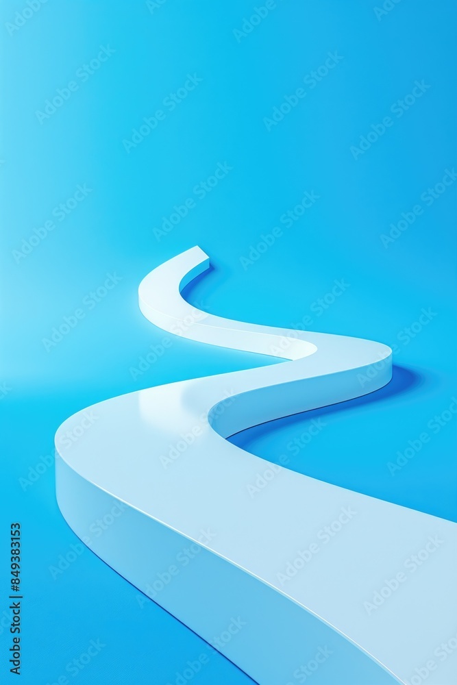 A curved white object sits on a blue surface, with no additional context or creative embellishments A curved white object sits on a blue surface, with no additional context or creative embellishments
