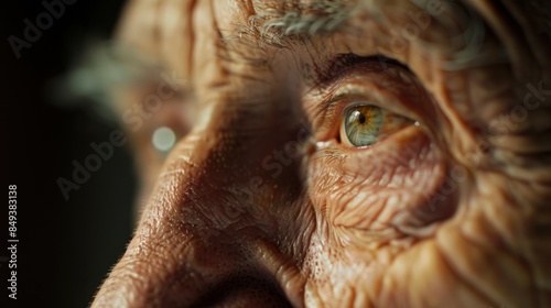 Close-up of the elderly man's face,