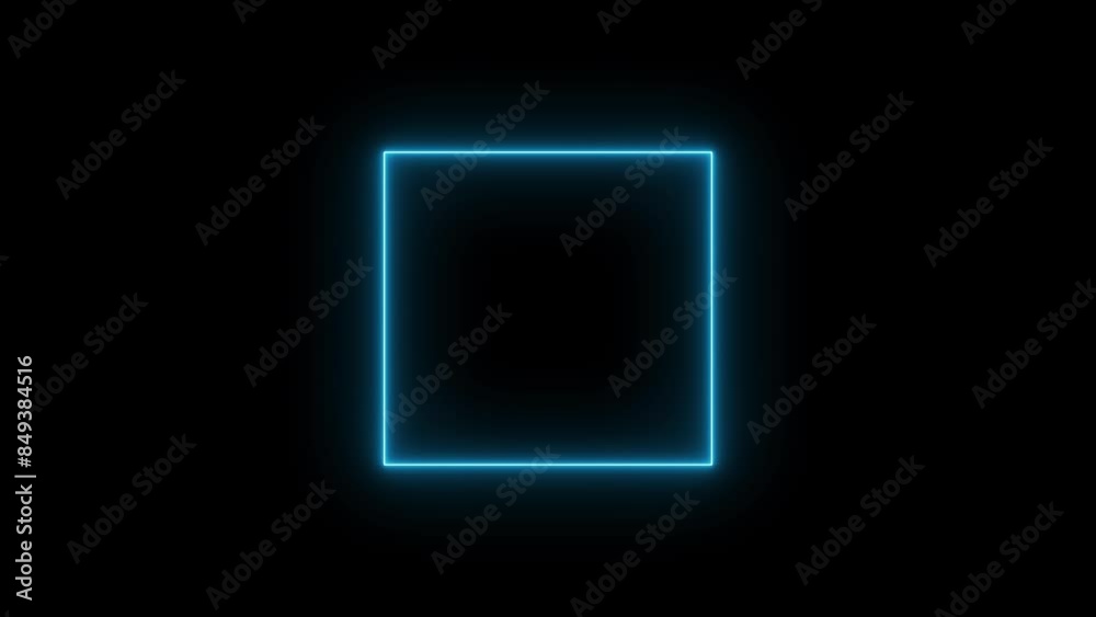 Abstract neon effect square border frame animation and seamless loop background.
