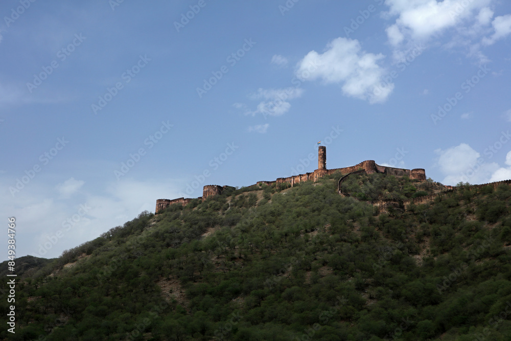 View of the Town Walls from Amber Fort in Jaipur, India