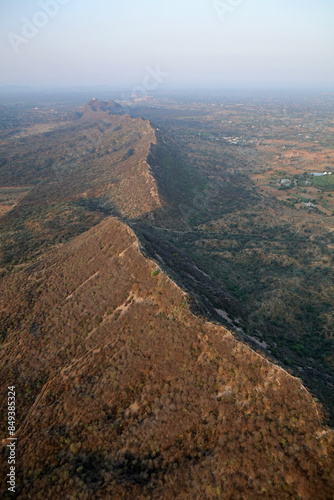 Fototapeta Naklejka Na Ścianę i Meble -  Rajasthan from a bird's eye view during a hot air balloon flight, India