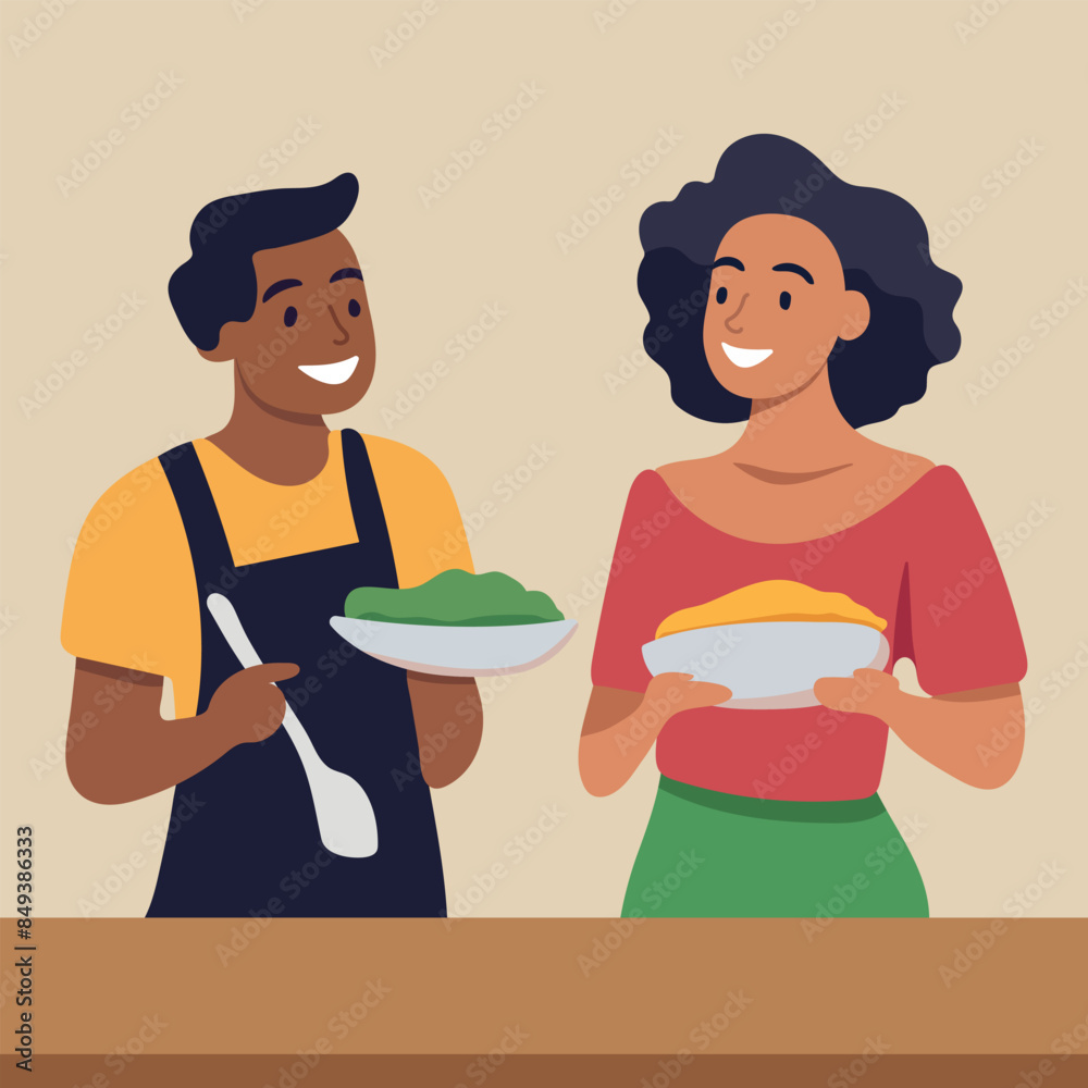 mom and children in the kitchen making vector mom and children in the kitchen making vector