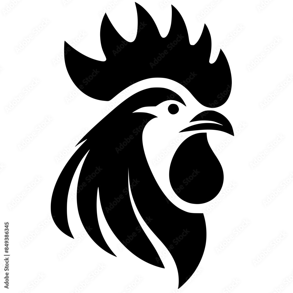 Fototapeta premium Rooster head logo silhouette